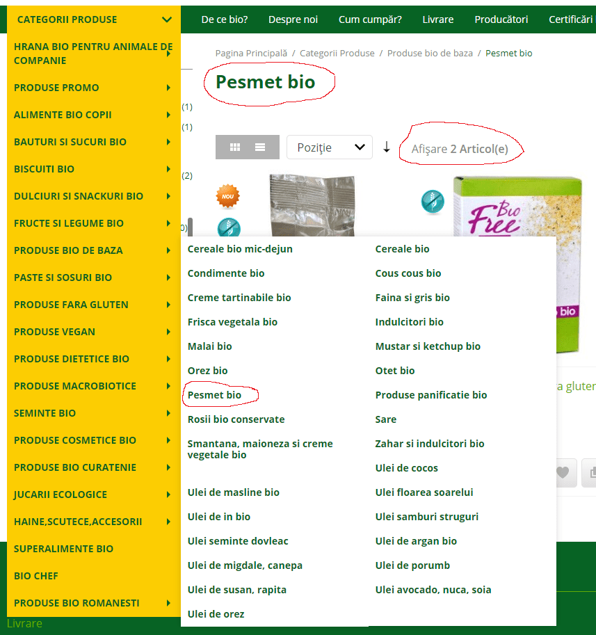 Competitia GPeC Subcategorii cu 2 produse